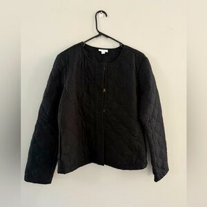 J. Jill Button Down Cardigan Sweater Lightweight Puffer Poncho Cotton Black M